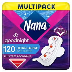 Nana Ultra Goodnight - Servilletas higiénicas con alas - Flux Very Abondants - 120 servilletas en una sola bolsa