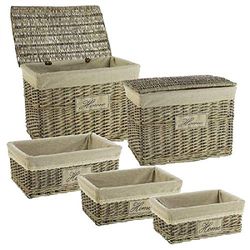 Dcasa Juego 3 2 Baules Mimbre Cestas de Regalo Muebles Pegatinas Decoración del hogar Unisex Adulto, Natural, única