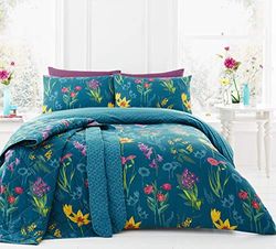 Dreams & Drapes - Conjunto de capa de edredão de fácil cuidado, modelo Ingrid, verde azulado, Duvet Set: Single