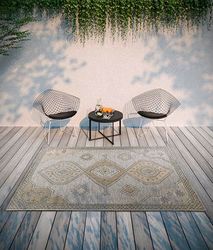 Villeroy & Boch Robert Tapis d'intérieur et d'extérieur moderne tissé à plat - Style bohème - Ethnique - Certifié Öko-Tex - Résistant aux intempéries et aux UV - Pour balcon, terrasse, jardin - Marron