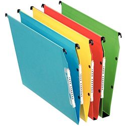 Esselte Dual Lateral Suspension File, A4, Squared Base, Pack of 25 Connectable Files, Tabs Included, Green, Orgarex Range, 21645