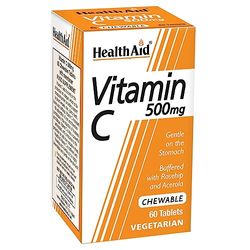 HealthAid Vitamin C 500mg - Chewable - 60 Vegetarian Tablets
