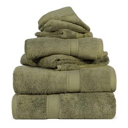 Superior - Set di Asciugamani in Cotone Egiziano 900 Grammi, 6 Pezzi, Verde Foresta