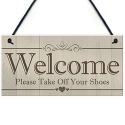 RED OCEAN Welcome Please Take Off Your Shoes Hanging Plaque Sign House Porch Decor Gift