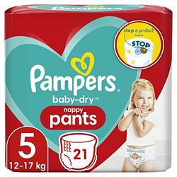 Pampers Couches pants Baby dry, taille 5 : 12-18 kg - Le paquet de 21