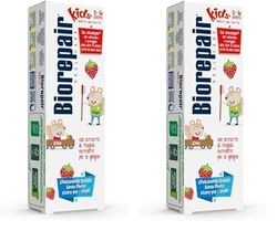 Biorepair, Dentifricio Kids 0-6 anni, Dentifricio per Bambini Senza Fluoro Gusto Frutta, Anticarie, per Gengive Sane, 50 ml (Confezione da 2)