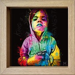 International Graphics ingelijste briefkaart - MURCIANO, Patrice - 'Gangsta Child, King of Street' - 16 x 16 cm - houten lijst
