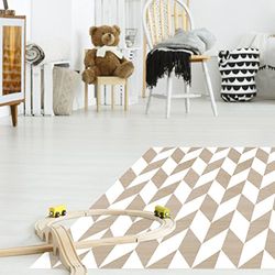 Vinyl tapijt, Chevron 3, bruin en wit, 50 x 140 cm