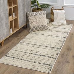 Livabliss Durham Tappeto Salotto Moderno Astratto Tappeto Soggiorno, Camera da Letto, Pranzo Moderni Tappeti Effetto Marmo, Morbido e Pelo Corto, Ampio 80x220 cm, Avorio e Grigio