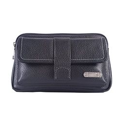 Leather Pouch Monedero, 24 cm, 2.3 Liters, Negro (Black)