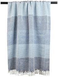 DII Manta, espinha, 100% algodão, para uso interno e exterior, para campismo, churrasco, praia, dia a dia, 127 x 152 cm, azul-marinho, azul, Chevron Stripe