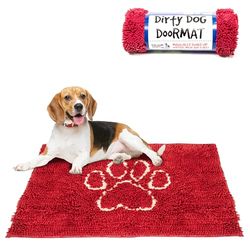 Dog Gone Smart Dirty Dog microvezel deurmat, super absorberend, machinewasbaar met antislip achterkant, medium, kastanjebruin