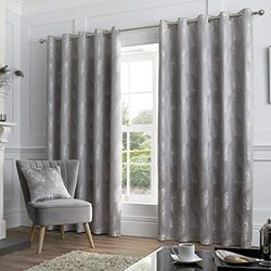 Curtina, Silver, Curtains: 90" Width x 90" Drop (229 x 229cm)