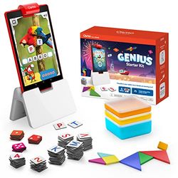 Osmo - Coffret complet Genius pour tablette Fire - Genius Starter Kit - Âges 6-10 ans - 5 jeux d'apprentissage interactifs : maths, orthographe, art, physique, créativité, et plus encore
