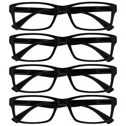 La Société Lunettes De Lecture Noir Lecteurs Valeur Pack 4 Hommes Femmes UVR4092BK +3,00