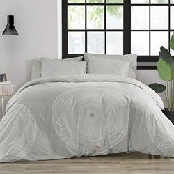 Marimekko Duvet Cover Set Ropa de Cama de percal de algodón Suave con Funda a Juego, decoración Ligera para el hogar, Fokus Gris, Rey, Matrimonio