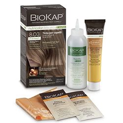 BIOKAP RAPID Permanent Hair Colour 8.03 Light Natural Blonde Only 10 Minutes Reaction Time Organic Argan Oil TricoREPAIR Complex Vegan Optimal Grey Coverage Up to 80% Natural Ingredients