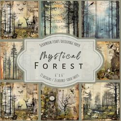 Mystical Forest: Scrapbook, craft, decoupage paper, 26 double-sided sheets, 13 designs, 6'' x 6''
