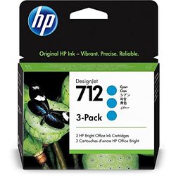HP 712 3ED77A 3 stuks Cyaan 29-ml Echte HP Inktcartridge met Originele HP Inkt, voor DesignJet T650, T630, T250, T230 & Studio Grootformaat Plotter Printers en HP 713 DesignJet Printkop
