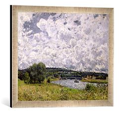 Kunst für Alle 'Image encadrée de Alfred Sisley The Seine at Suresnes, 1877, d'art dans Le Cadre de Haute qualité Photos Fait Main, 60 x 40 cm, Argent Raya