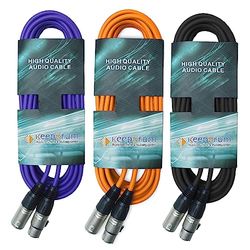 keepdrum Microfoonkabel XLR 10m Paars Oranje Zwart 3 stuks