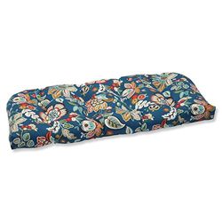 Pillow Perfect Outdoor Telfair Wicker Loveseat Cushion, Peacock