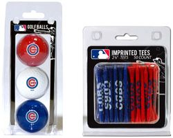 Team Golf MLB Chicago Cubs 3 golfbollar och 50 golfpeggar logo tryckta golfbollar (3 räkna) och 6 cm reglering golfpeg (50 antal), flerfärgad