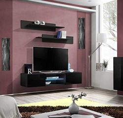 Homemania TV-kast, MDF, glas, zwart, 160 x 40 x 30 cm