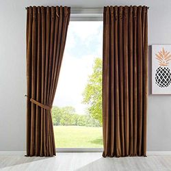 Gardinenbox Milano 20357 Lot de 2 Rideaux occultants en Velours Opaques à Passants, Passant par Tunnel, Ruban à Repasser, Peut être raccourcie Marron 280 x 135 cm