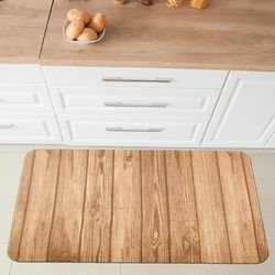 Comart, Tapis Malaga pour Cuisine et Couloir, Tapis Multi-usages, PVC antidérapant, imperméable et Absorbant, décoration Bois Beige, 55 x 75 cm, Lavable en Machine, Design Moderne, fabriqué en Italie