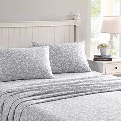 Laura Ashley Home Katoen Flanel Beddengoed, Crestwood Pastel Grey, King