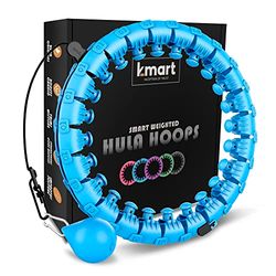 K-MART Smart Hula Rings Hoops, con Peso Hula Circle 24 Anillo de Fitness Desmontable con Bola de Giro automático de 360 Grados, Gimnasia, Masaje, Fitness Adulto para Bajar de Peso (Azul)