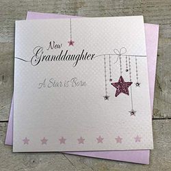 White Cotton Cards LL77 "New Granddaughter è nata una stella Handmade Baby di