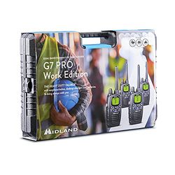 Midland - Set 4 Walkie Talkie G7 PRO Work Edition, Ricetrasmittenti Professionali 85 Canali - 16 PMR446/69 LPD Senza Licenza, Copertura 10 Km, Autonomia 18 Ore, Batterie Ricaricabili e Accessori