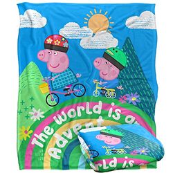 Peppa Pig Kids Silky Touch Blanket, 152 x 127 cm World is an Adventure Peppa and George