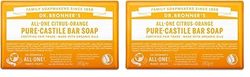 Dr Bronner's Citrus Orange Pure Castile Bar Soap, Made with Organic Oils and No Synthetic Fragrances, Used for Face, Body and Hair, Certified Fair Trade & Vegan Friendly, 140g Bar (Pack of 2)