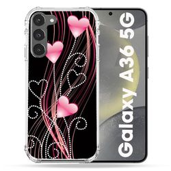 Cokitec Cover rinforzata per Samsung Galaxy A36 5G Amore Cuore Rosa Montante su Nero