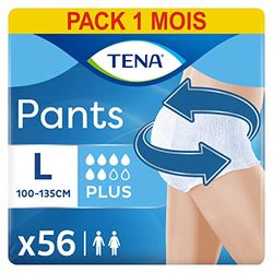 TENA Pants taille L - Sous-vêtements absorbants jetables unisexes pour incontinence - Pour fortes fuites urinaires - Pack de 56 pièces (4 x 14)
