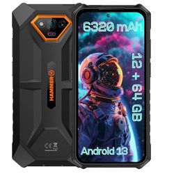 Hammer Iron V E bez umowy solidny, wodoodporny, dual SIM, wydajna bateria 6320 mAh, aparat 50 Mpx z czujnikiem noktowizyjnym Pomarańczowy certyfikat wojskowy IP69, 294 godziny czuwania, NFC