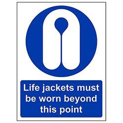 VSafety "Life Jassen gedragen voorbij dit punt" teken, (Pack van 3), 150mm x 200mm, 3