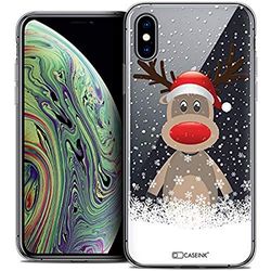 CASEINK fodral för Apple iPhone XS Max (6,5) fodral [kristallgel HD mönster julkollektion 2017 design hjort i mössan - mjuk - ultratunn - tryckt i Frankrike]