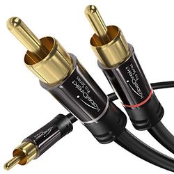 KabelDirekt – 1m Cable RCA Coaxial (Audio Estéreo Digital, 1 Conector RCA Macho a 2 Conectores RCA Macho, Cable Subwoofer, para cine en casa, alta fidelidad), PRO Series