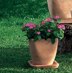VASO QUADRO BRAZ IN TERRACOTTA + SOTTOVASO IN TERRACOTTA, ALTEZZA CM. 30, LATO CM. 28 X CM. 28 ARREDO GIARDINO TERRAZZO VASI IN COTTO NATURALI