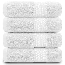 GC GAVENO CAVAILIA Lot de 4 essuie-Mains en Coton égyptien de 700 g/m² pour Salle de Bain, de qualité hôtelière, lavables en Machine, Blanc, 127 x 213,5 cm