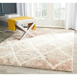 SAFAVIEH Tapis Shag Pour Salon, Salle à manger, Chambre à coucher - Montreal Shag Collection, Tapis à poil long, Beige et Ivoire, 201 X 290 cm
