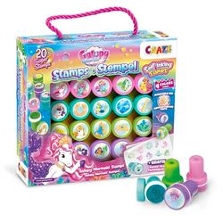 CRAZE Timbri bambini GALUPY Mermaid regalo 20 Timbrini lavabili per bambini Timbro a inchiostro Unicorno Sirena Giocattolo 4 Colori Giochi creativi