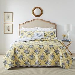 Laura Ashley Linley Conjunto de edredão, algodão, amarelo floral, casamento