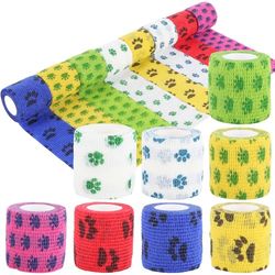 ASelected 8 Rolls Pet Vet Wrap for Dogs,Sports Elastic Breathable Condensed Bandage Wrapped In Roll Bandage Self-Adhesive Winding Elastic Bandage(Cute Paw Prints Of Animals)