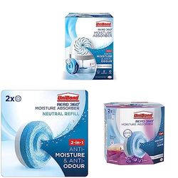 UniBond AERO 360° Moisture Absorber - Ultra-Absorbent Dehumidifier With Neutral and Lavender Garden Refill Tabs