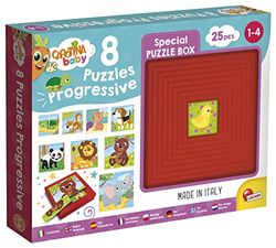 Lisciani - Caja de 8 Puzzles Progresivos - Los Bebés Animales - Juego Educativo y Divertido - Caja de Puzzle - 25 Piezas - Para Niños a Partir de 1 año - Carotina Baby